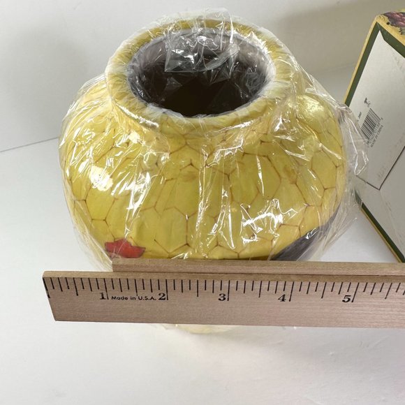 Country Harvest Yellow Rooster Vase Poultry Fence New in Box - Picture 7 of 9